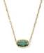 Kendra Scott Elisa Luxe Gold Short Pendant Necklace in Dark Green Crystal