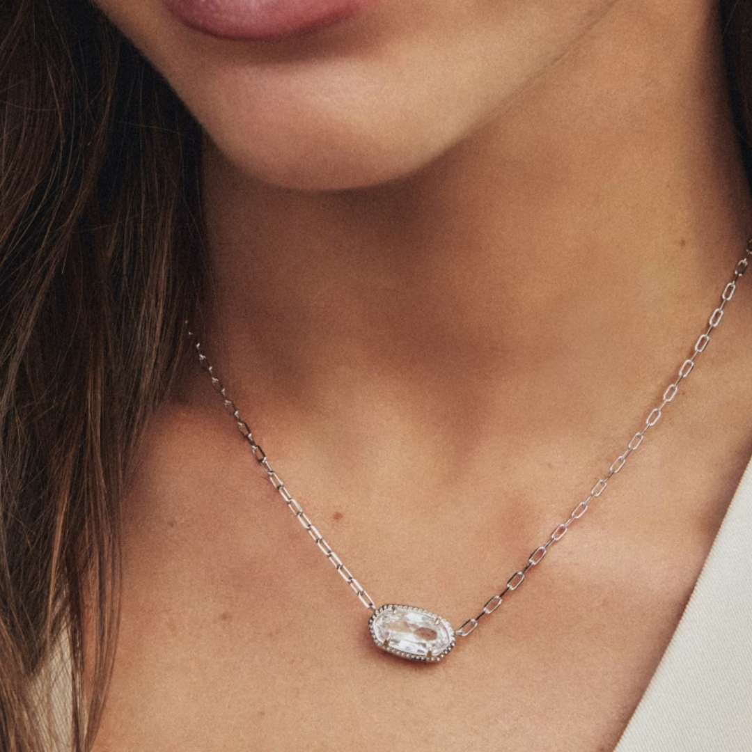 Kendra Scott Elisa Luxe Pendant Necklace in Silver in White CZ - Kendra Scott