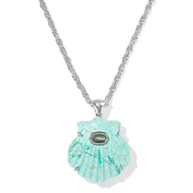 Kendra Scott Lucia Shell Silver Necklace in Sea Green Chrysocolla - Kendra Scott
