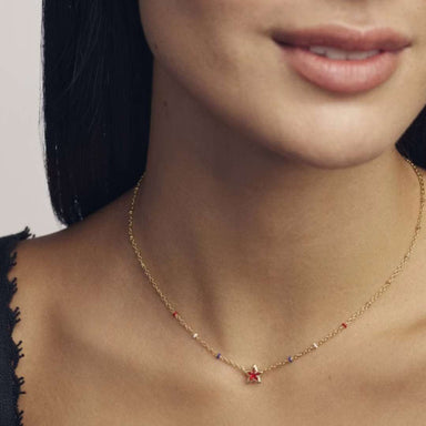 Kendra Scott Mini Cassidy Gold Pendant Necklace in Red Illusion - Kendra Scott