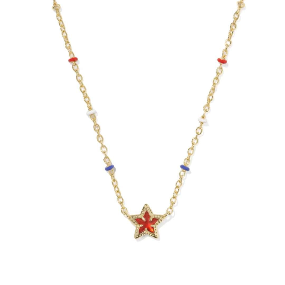 Kendra Scott Mini Cassidy Gold Pendant Necklace in Red Illusion - Kendra Scott