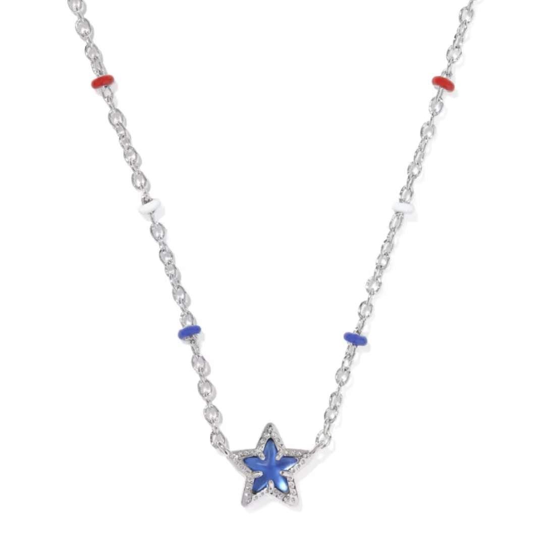 Kendra Scott Mini Cassidy Silver Pendant Necklace in Blue Illusion - Kendra Scott
