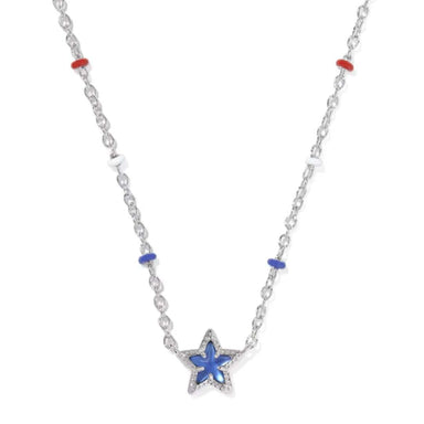 Kendra Scott Mini Cassidy Silver Pendant Necklace in Blue Illusion - Kendra Scott