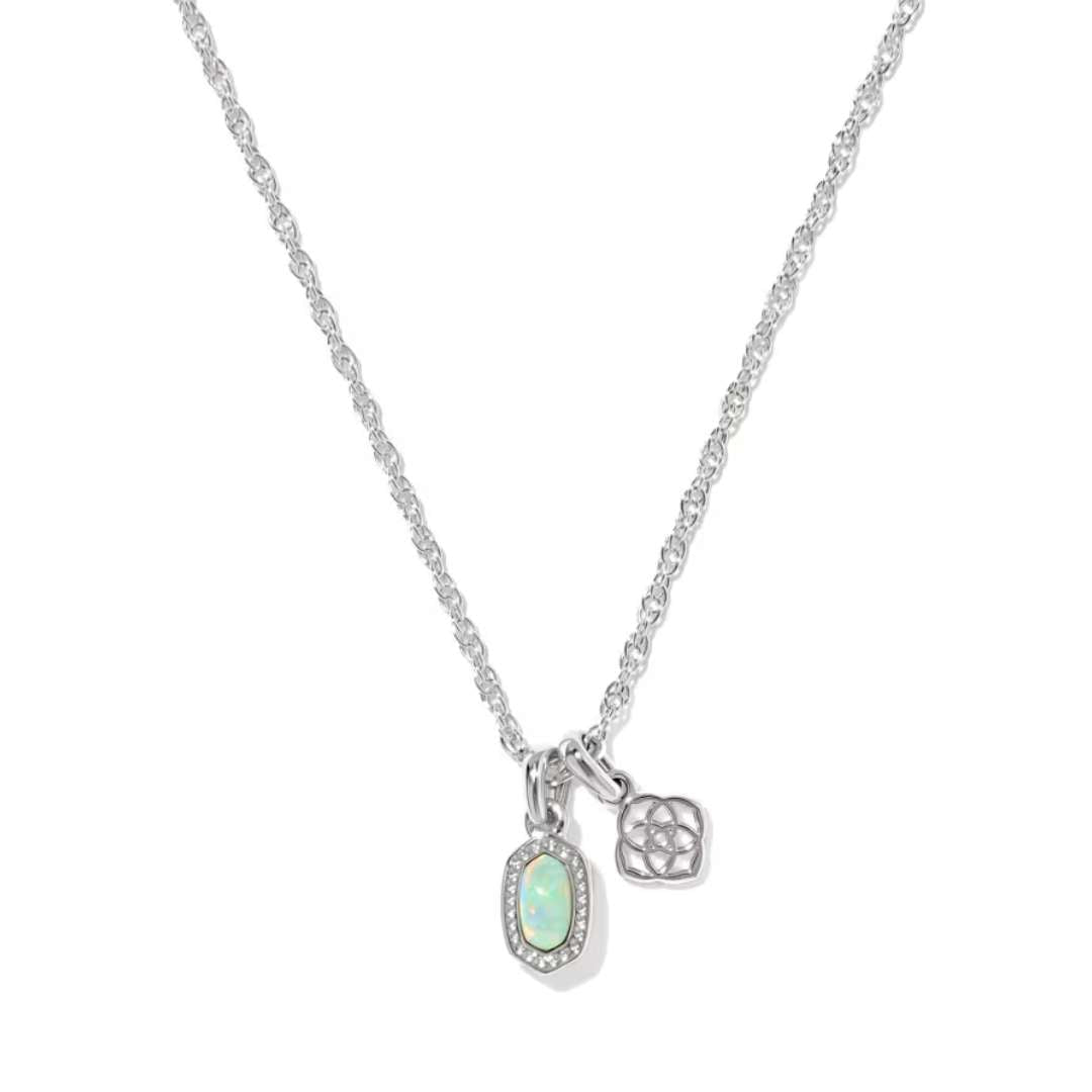 Kendra Scott Mini Elisa Dira Silver Necklace in Green Opal - Kendra Scott