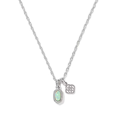 Kendra Scott Mini Elisa Dira Silver Necklace in Green Opal - Kendra Scott