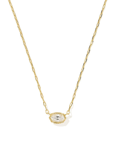 Kendra Scott Mini Elisa Luxe gold pendant necklace in White CZ