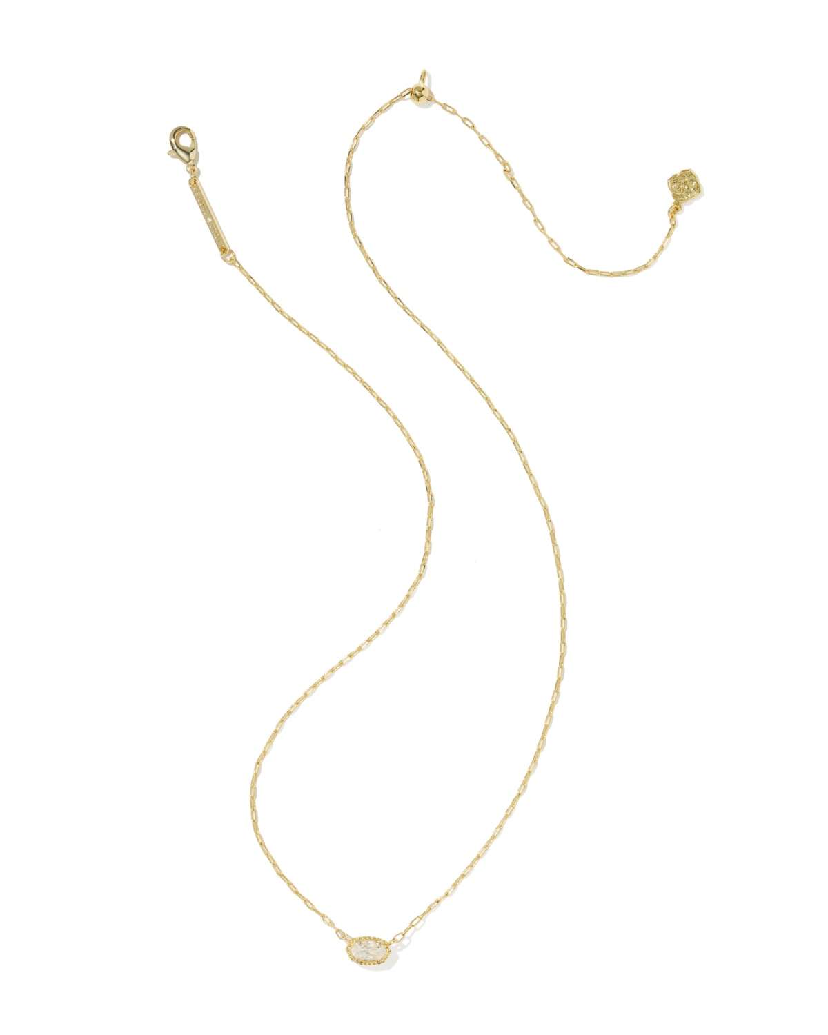 Kendra Scott Mini Elisa Luxe gold pendant necklace in White CZ, view 2