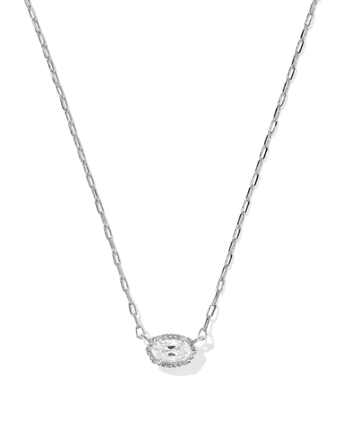 Kendra Scott Mini Elisa Luxe silver pendant necklace in White CZ