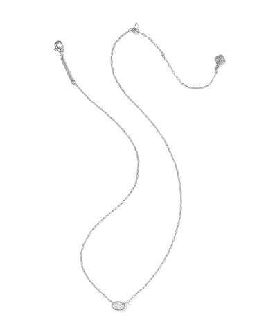 Kendra Scott Mini Elisa Luxe silver pendant necklace in White CZ, view 2
