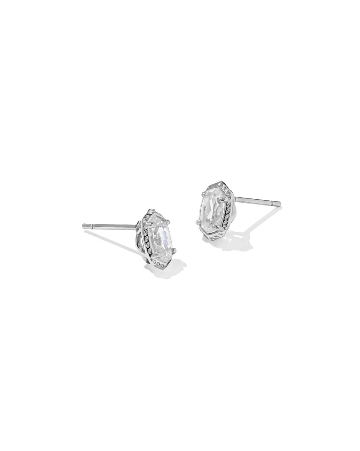 Kendra Scott Mini Ellie Luxe silver stud earrings in White CZ