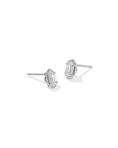 Kendra Scott Mini Ellie Luxe silver stud earrings in White CZ