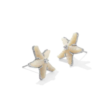 Kendra Scott Parker Silver Starfish Studs in Natural Mother of Pearl - Kendra Scott