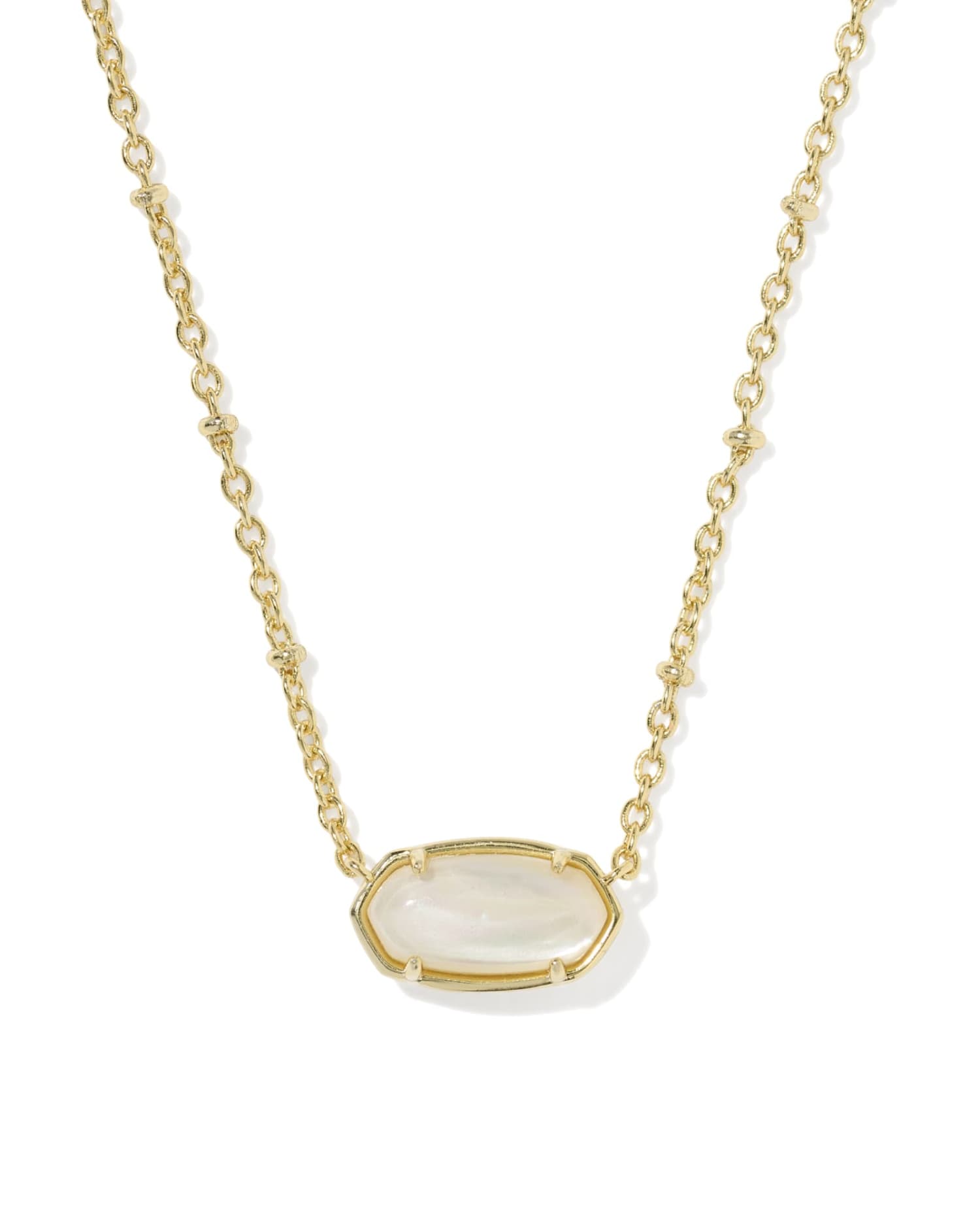 Kendra Scott Tiger Striped Elisa Gold Short Pendant Necklace in Natural Mother-of-Pearl