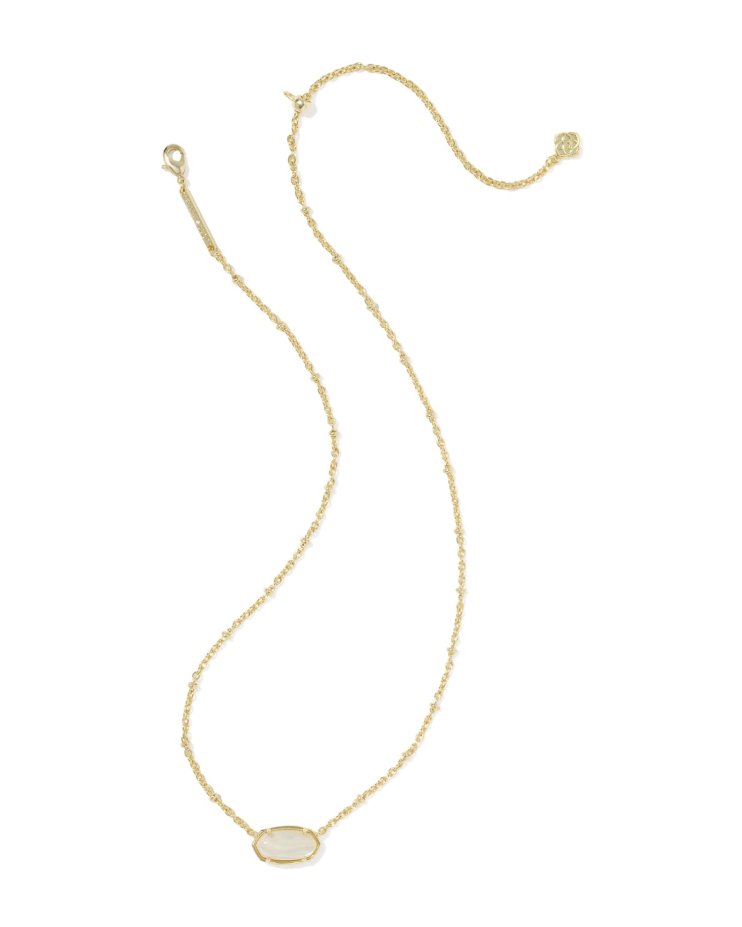 Kendra Scott Tiger Striped Elisa Gold Short Pendant Necklace in Natural Mother-of-Pearl, view 2