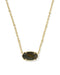 Kendra Scott Tiger Striped Elisa Gold Short Pendant Necklace in Dark Brown Hawk's Eye