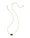 Kendra Scott Tiger Striped Elisa Gold Short Pendant Necklace in Dark Brown Hawk's Eye, view 2
