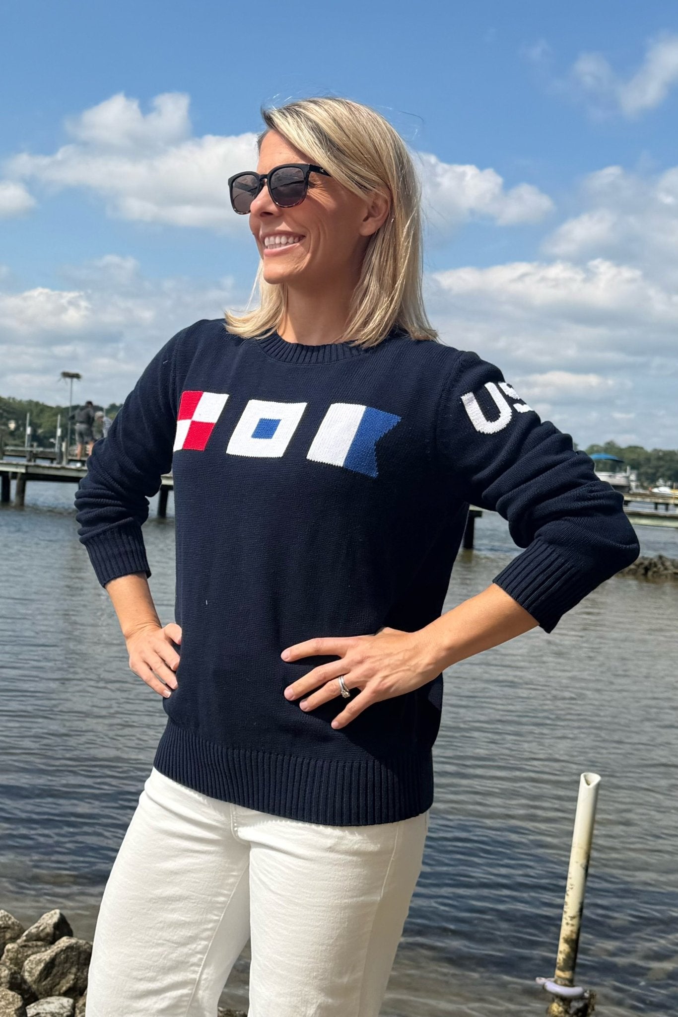 Kennedy Nautical Flag Sweater - Pearls & Camo