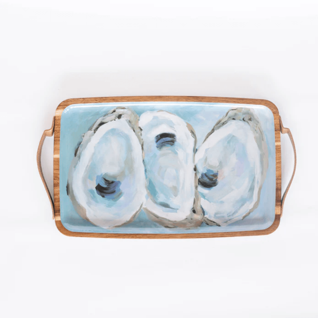 Kim Hovell Wood Serving Tray (Rect) - Coastal Oysters - Kim Hovell