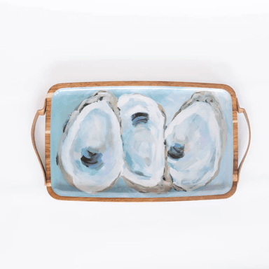 Kim Hovell Wood Serving Tray (Rect) - Coastal Oysters - Kim Hovell