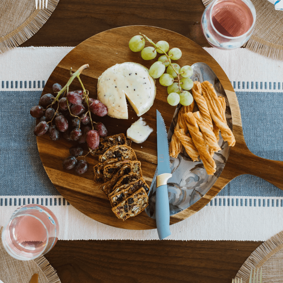 Kim Hovell Wood Serving Tray (Round) - Pewter Shells - Kim Hovell