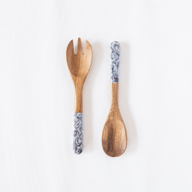 Kim Hovell Wooden Salad Utensils - Pewter Shells - Kim Hovell