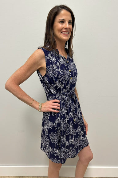 La Mer Luxe Lilly Dress - Navy Dawn Palm - La Mer Luxe
