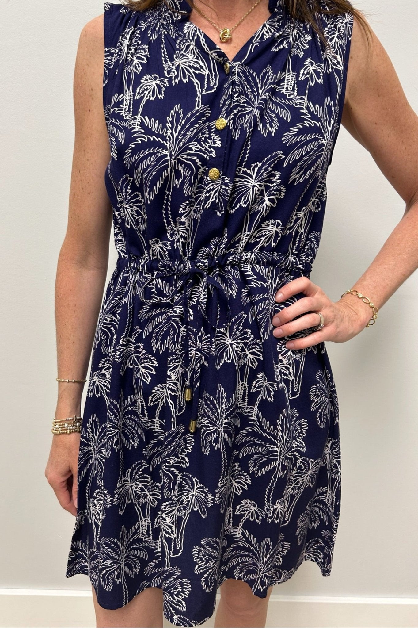 La Mer Luxe Lilly Dress - Navy Dawn Palm - La Mer Luxe