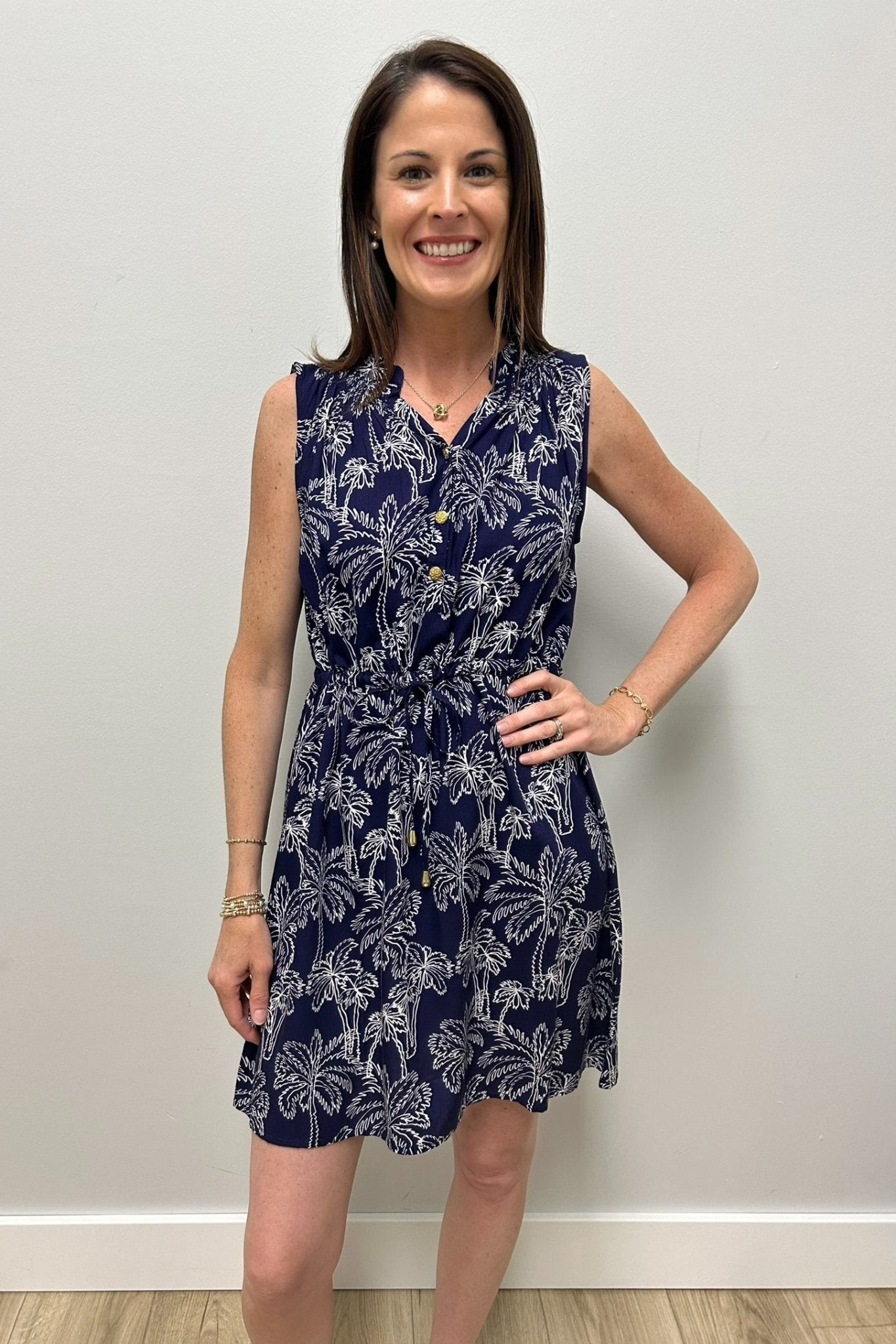 La Mer Luxe Lilly Dress - Navy Dawn Palm - La Mer Luxe