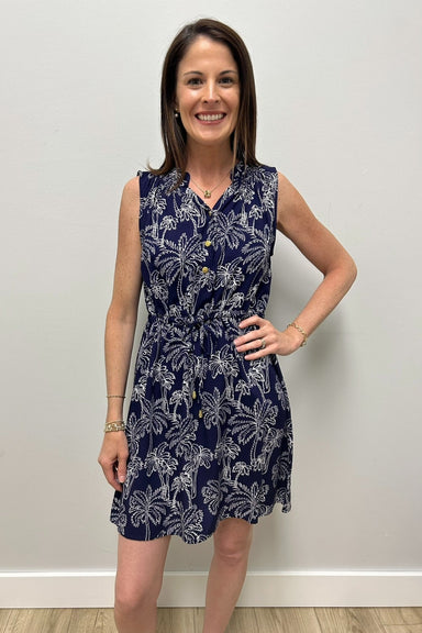 La Mer Luxe Lilly Dress - Navy Dawn Palm - La Mer Luxe