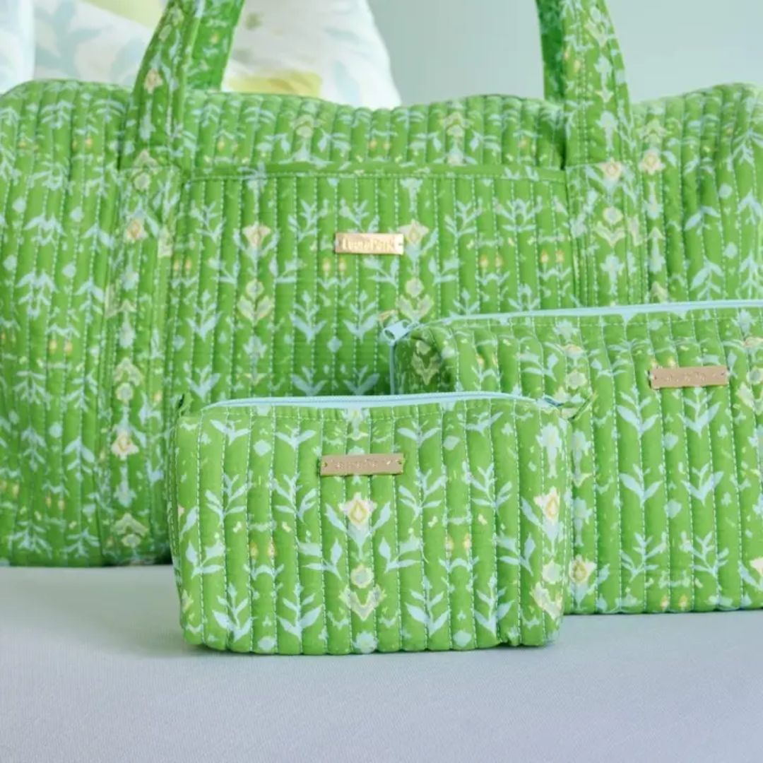 Laura Park Designs Small Cosmetic In Petal Garden Green - Laura Park Designs