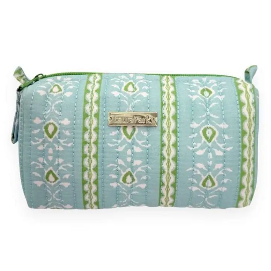 Laura Park Designs Small Cosmetic In Rosemary Stripe Blue - Laura Park Designs