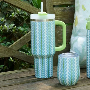Laura Park Designs Wine Tumbler In Frond French Blue - Laura Park Designs