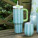 Laura Park Travel Tumbler In Frond French Blue - Laura Park Designs