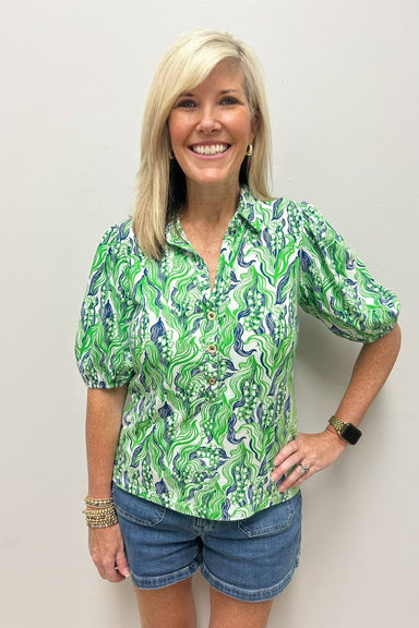 Lilly Pulitzer Bingley Knit Top - Putting Green Lilly Of The Valley - Lilly Pulitzer