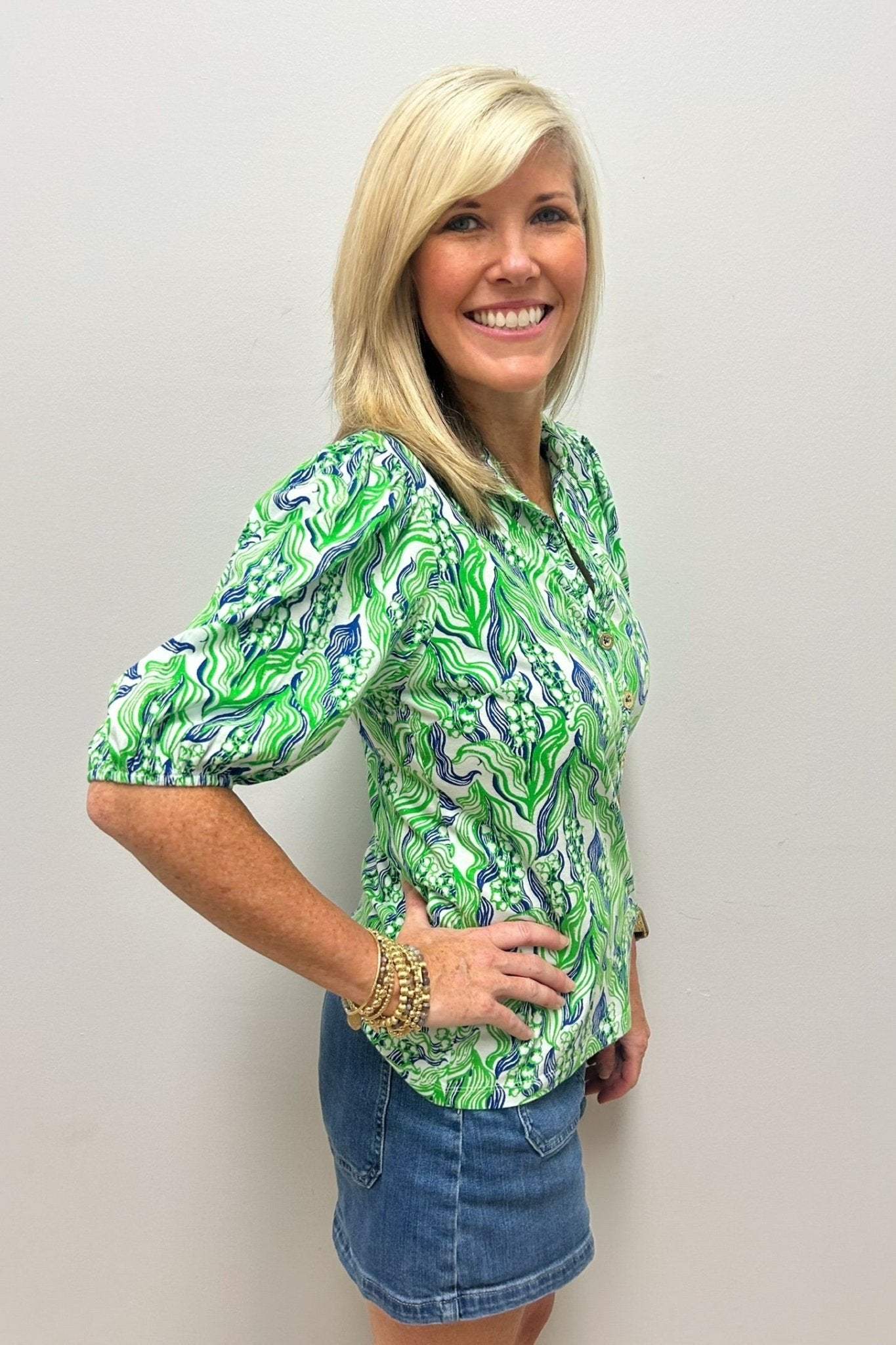 Lilly Pulitzer Bingley Knit Top - Putting Green Lilly Of The Valley - Lilly Pulitzer