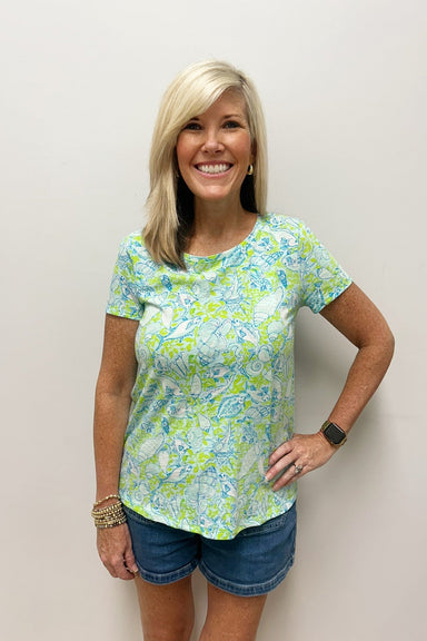 Lilly Pulitzer Etta Scoop Neck Top- Day Dream Blue - Lilly Pulitzer