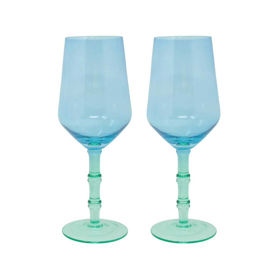 Lilly Pulitzer Wine Glass Set Mint Condition/Hydrangea Blue - Lifeguard Press