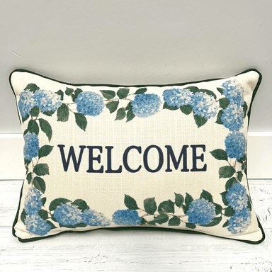 Little Birdie Hydrangea Frame Pillow- Welcome - Little Birdie