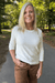 Liverpool 3/4 Sleeve Top with Rib Trim In French Vanilla - Liverpool
