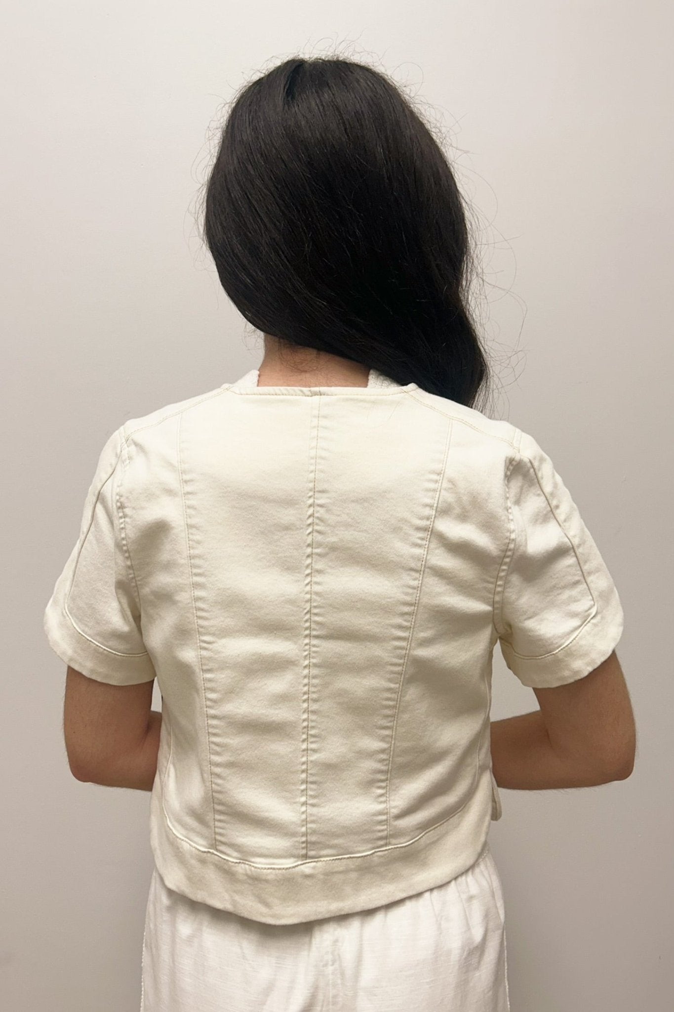 Liverpool Collarless Short Sleeve Cropped Jacket - Desert Dunes - Liverpool
