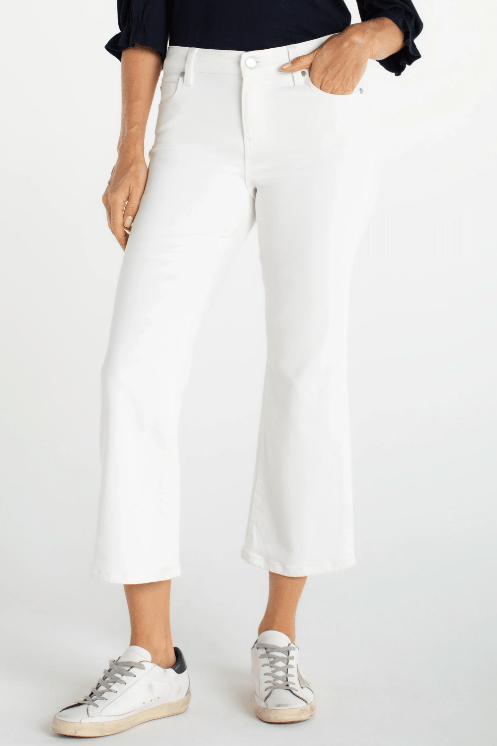 Liverpool Hannah Crop Flare 25.5 Inseam - White - Liverpool