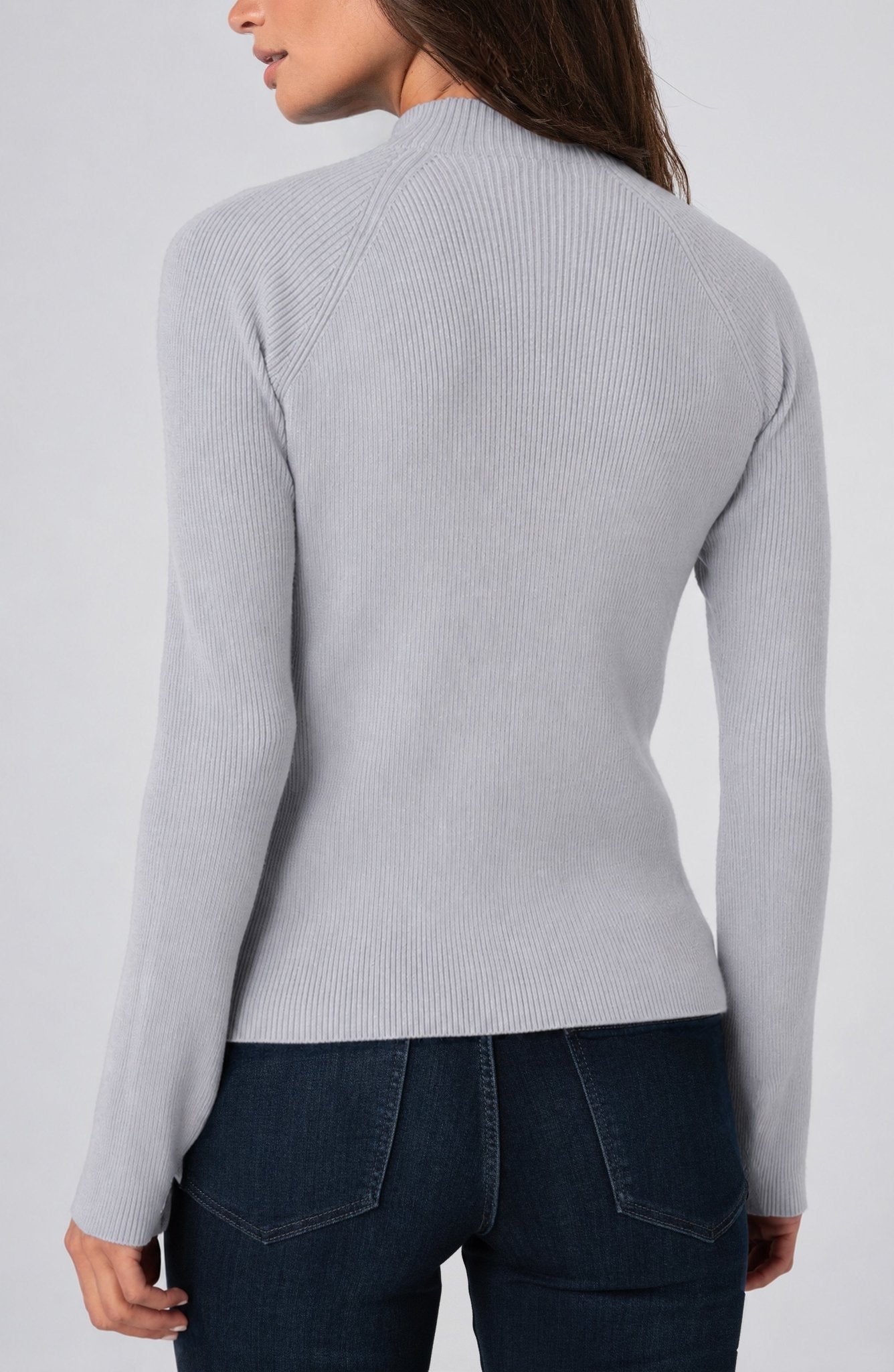 Liverpool Long Sleeve Turtleneck Sweater in Light Heather Grey, view 4