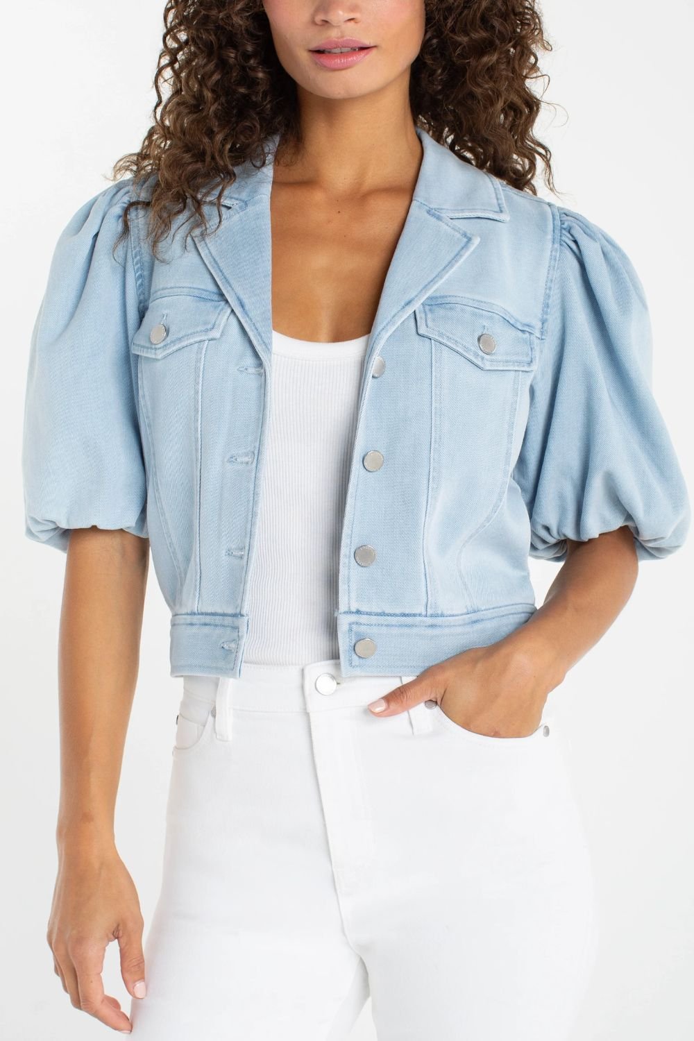Liverpool Puff Sleeve Crop Trucker Jacket - Liverpool