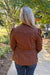 Liverpool Puff Sleeve Trucker Jacket with Ruffle Collar In Carob Brown - Liverpool