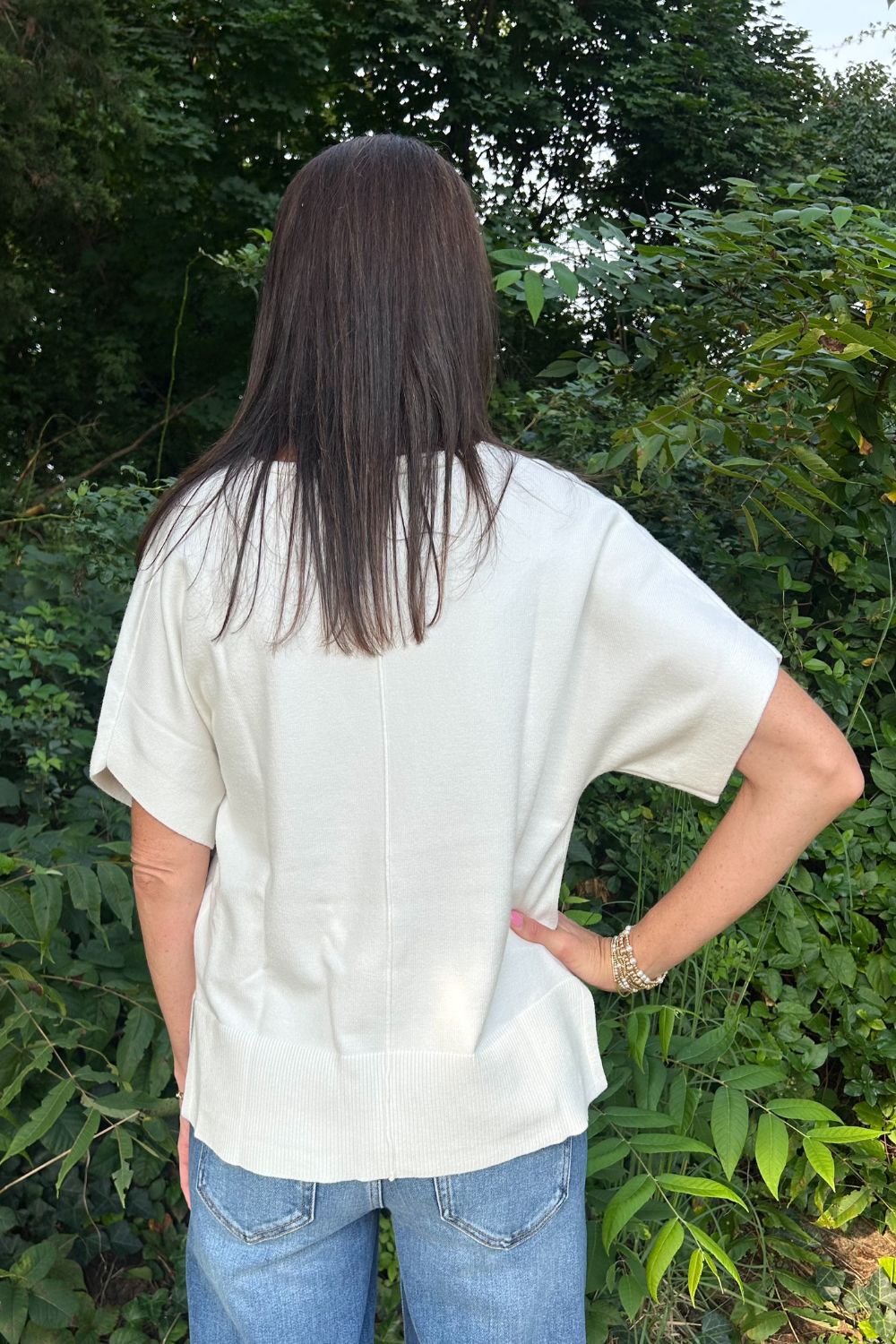 Liverpool Short Sleeve Dolman Popover Sweater- Whipped Cream - Liverpool