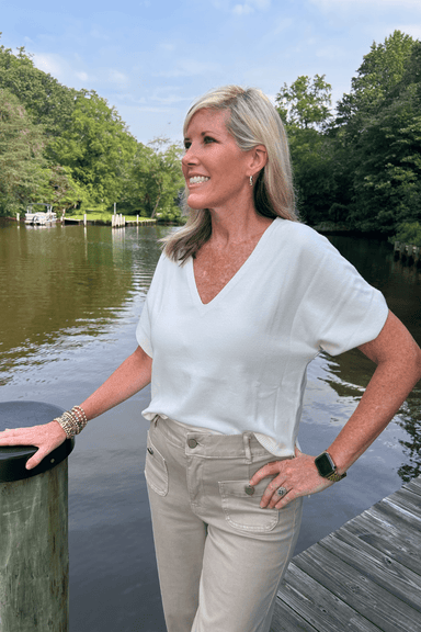 Liverpool Short Sleeve Dolman Popover Sweater- Whipped Cream - Liverpool