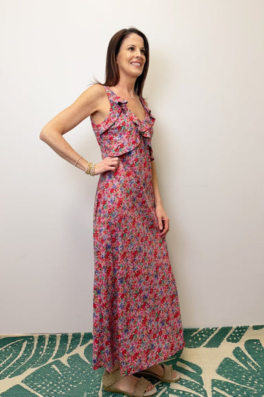 Liverpool Sleeveless Ruffle Front Woven Maxi Dress - Liverpool