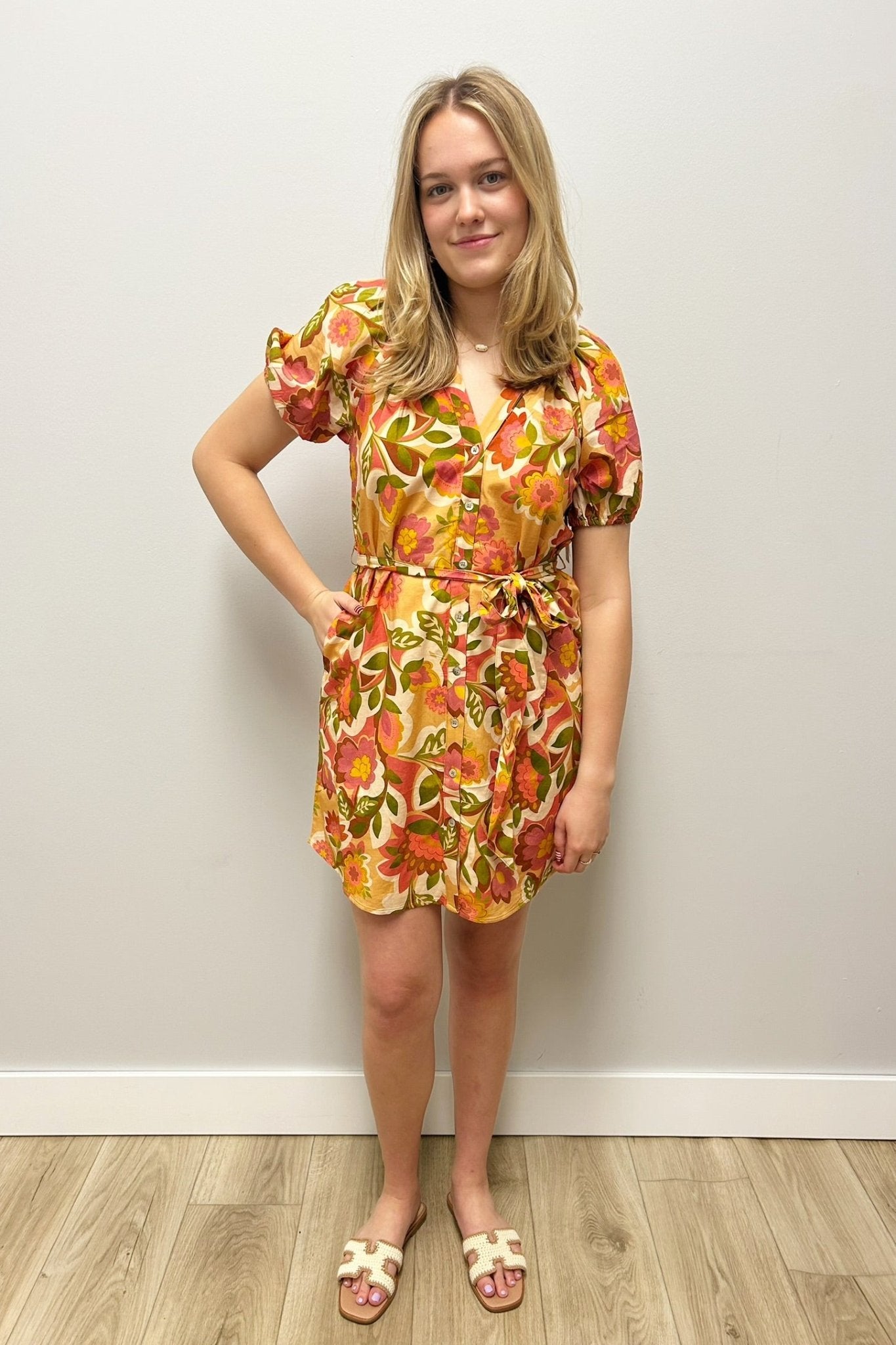 Liverpool SS Shirred Button Front Dress - Liverpool