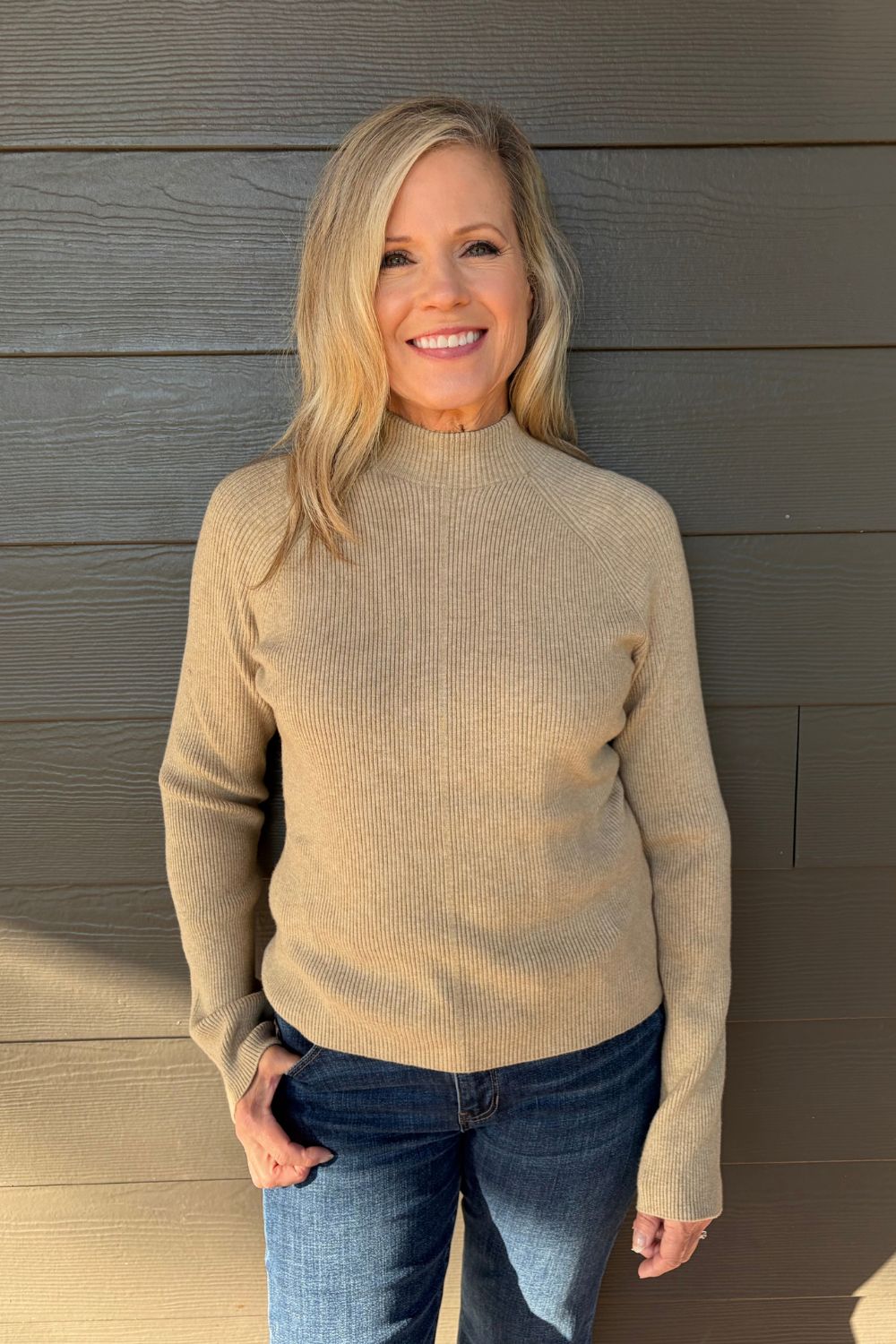 Liverpool Turtleneck Sweater In Harvest Khaki - Liverpool