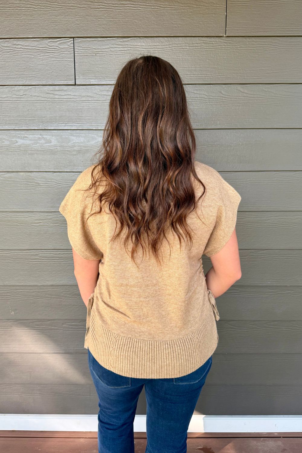 Liverpool V Neck Dolman Sweater with Ties In Harvest Khaki - Liverpool